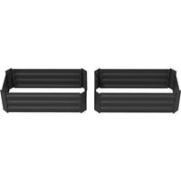 Outsunny Lot de 2 Hochbeete für den Garten Maße 100L x 50B x 30H cm - gewelltes Stahlblech in Grau Aosom – Ansicht 1