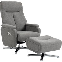 HOMCOM Relaxsessel mit Hocker Fernsehsessel mit Liegefunktion, Leinenoptik, Liegesessel Loungesessel für Wohnzimmer, Dunkelgrau Aosom – Ansicht 1
