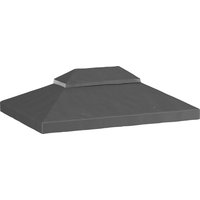 Outsuuny Ersatzdach für Pavillon 3 x 4m, wasserdicht Pavillondach, Doppeldach Ersatzbezug für Gartenpavillon, Ersatzteile aus Oxford-Stoff, 370 g/m², Dunkelgrau – Ansicht 1