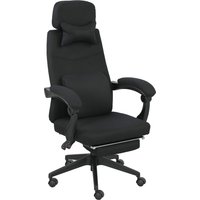 Vinsetto Bürostuhl Bürokomfortstuhl verstellbare Rückenlehne klappbarer Fußteil Rollen 360° Leinen 62 x 68 x 127 cm schwarz Aosom – Ansicht 1