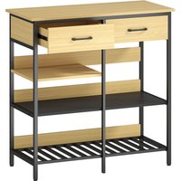 HOMCOM Sideboard, Kommode mit 2 Schubladen, 3 offenen Regalen, Küchenschrank Buffetschrank Aufbewahrungsschrank für Küche, Wohnzimmer, Esszimmer, 90x40x91 cm, N – Ansicht 1