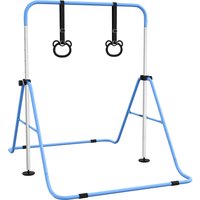 HOMCOM Kindergymnastikstange für Kinder mit Höhenverstellbarkeit in 5 Stufen und Ringen, Klappbare Gymnastik-Trainingsstange für Zuhause, Blau Aosom – Ansicht 1