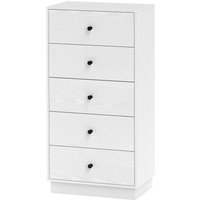 HOMCOM Kommode 5 Schubladen Schlafzimmer Aufbewahrungsmöbel hoch und schmal im modernen Stil für Schlafzimmer, Wohnzimmer - 47 x 29 x 95 cm, weiß Aosom – Ansicht 1