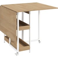 HOMCOM Esstisch Klappbar Küchentisch für 2-4 Personen mit 2 Offenen Ablagen, Esszimmertisch Klapptisch mit Rollen für Kleine Räume, Esszimmer, Küche 133,4 x 80  – Ansicht 1