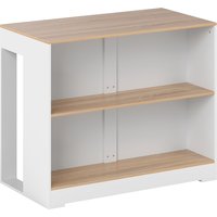 HOMCOM Bartisch, 3-stufiger Hochtisch mit 2 offenen Fächern, Tischplatte in Naturholzoptik, für Esszimmer und Küche, 113 x 60 x 90 cm, weiß Aosom – Ansicht 1