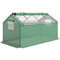 Outsunny Foliengewächshaus mit Fenster 180x92x92cm UV-Schutz Tomatenhaus Frühbeet für Garten Balkon grün Aosom.de – Ansicht 1