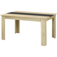 HOMCOM Esstisch Küchentisch für 6 Personen, skandinavischer Stil in natürlicher Eichenholzoptik und Schwarz, Maße 140L x 90B x 75H cm Aosom – Ansicht 1