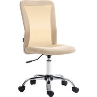 Vinsetto Bürostuhl ergonomisch höhenverstellbarer Bürostuhl verchromtes Fußgestell 360° drehbarer Mesh-Bezug beige Aosom – Ansicht 1
