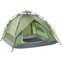 Outsunny Campingzelt Doppelzelt für 2 Erwachsene + 1 Kind, wasserdicht, 4 Jahreszeiten, 210x210x140cm, ideal für Outdoor-Abenteuer Aosom.de – Ansicht 1