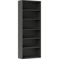 HOMCOM Bücherregal mit 6 Fächern und verstellbarem Einlegeboden, Aufbewahrungsmöbel für Büro, Wohnzimmer, Schlafzimmer, 60 x 24 x 158,5 cm, schwarz Aosom – Ansicht 1