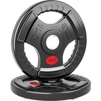 SPORTNOW 2er-Set Hantelgewichte, 2 x 10 kg Gewichte, Hantelscheiben-Set, Gewichtsscheiben für 5 cm Hantelstange, Ø 50 mm Bohrung, Schwarz Aosom – Ansicht 1
