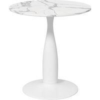 HOMCOM Esstisch 70 x 70 cm rund Küchentisch für 4 Personen Esszimmertisch mit Mamoroptik, Säule-Bein, Kaffeetisch moderner Tisch für Küche, Esszimmer und Wohnzi – Ansicht 1