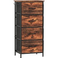 HOMCOM Kommode 4 Schubladen aus Stoff, Aufbewahrungsmöbel mit 4 Taschen, 2 Haken, Stahlrahmen, Kommode für Wohnzimmer, Schlafzimmer, Flur, rustikales Braun Aoso – Ansicht 1