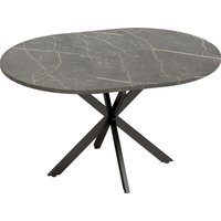HOMCOM Esstisch Ausziehbar 100/135 x 100 cm Esszimmertisch für 4–6 Personen Ovaler/Runder Küchentisch mit Spinnenbein aus Stahl, Industrie-Stil, Platzsparend fü – Ansicht 1