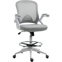 Vinsetto Bürostuhl Ergonomischer Schreibtischstuhl mit Hochklappbaren Armlehnen und Verstellbarer Fußring, Höhenverstellbarer Drehstuhl mit Wippfunktion, Netzbe – Ansicht 1
