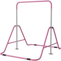 HOMCOM Kinderturnstange für Kinder, klappbar, Höhe verstellbar von 88 bis 128 cm, mit dreieckiger Stahlbasis, Rose Aosom – Ansicht 1