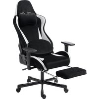 HOMCOM Gaming Stuhl Ergonomischer Gamer Stuhl mit Knetmassage und Wärmefunktion, 4D-Armlehnen, 155° Neigung, Fußstütze, Taschenfeder-Sitz, Stoff in Leinenoptik, – Ansicht 1