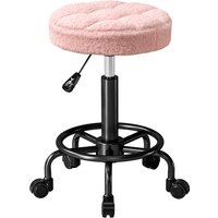 HOMCOM Rollhocker höhenverstellbar Drehhocker 50-66 cm Arbeitshocker 360° drehbar Bürohocker Hocker für Büro Salon Massage Spa Rosa Aosom – Ansicht 1