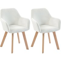 HOMCOM 2er-Set Esszimmerstühle Küchenstuhl gepolsterter Sitz mit Samtoptik Holzbeine für Küche Wohnzimmer Schlafzimmer Büro, creme Aosom – Ansicht 1