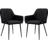 HOMCOM Esszimmerstühle Besucherstühle Design skandinavisch - Set mit 2 Stühlen - Schwarze filigrane Metallbeine - Ergonomische Sitzfläche Rückenlehne Armlehnen  – Ansicht 1