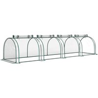 Outsunny Foliengewächshaus Treibhaus Gewächshaus mit Tür Frühbeet Pflanzenaufzucht Pflanzenhaus Folie Stahl PVC Transparent 395 x 100 x 80 cm Aosom – Ansicht 1