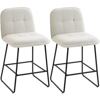 HOMCOM Set mit 2 Barhockern, gepolsterte Barstühle mit Bouclé-Stoff, extra breite Sitzfläche, Sitzhöhe 66 cm, Rückenlehne, Fußstütze, Metallgestell, Hohe Stühle – Ansicht 1