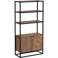 HOMCOM Bücherregal Standregal Büroregal Aktenregal Küchenregal 3 Regale mit 1 Schrank Industrie-Design E1 Spanplatte Metallrahmen 76 x 33 x 162,5 cm Aosom – Ansicht 1