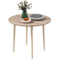 HOMCOM Klappbarer Esstisch ausziehbar Küchentisch 2 Klappen - runder Tisch wenig Platzbedarf mit Holzbeinen Ø89 x 73,5H cm Aosom – Ansicht 1