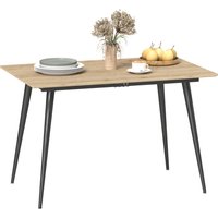 HOMCOM Klappbarer Esstisch, rechteckiger ausziehbarer Küchentisch 120-160 cm für 6-8 Personen mit Stahlbeinen, natur Aosom – Ansicht 1