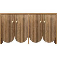 Sideboard mit 4 Türen, Vielseitiger Aufbewahrungsschrank für Wohnzimmer, Esszimmer, 147×40×80 cm, Naturfarbe – Ansicht 1
