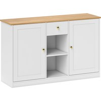HOMCOM Sideboard Aufbewahrungsschrank mit Schublade, 2 Türen, 2 Offenen Ablagen, Beistellschrank für Küche, Wohnzimmer, 120 x 35 x 75,2 cm Weiß Aosom – Ansicht 1