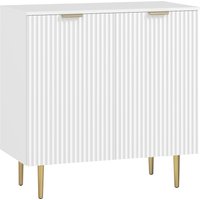 HOMCOM Küchenbuffet, Stauraummöbel, mit 2 Türen, verstellbares Regal, erhöhte Metallfüße, für Küche, Wohnzimmer, 80 x 40 x 80 cm, Weiß Aosom – Ansicht 1