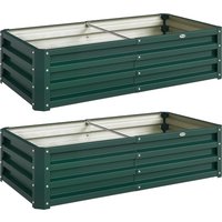 Outsunny 2er-Set Hochbeete 120 x 60 x 30,5 cm, verzinkter Stahl, Dunkelgrün Aosom – Ansicht 1