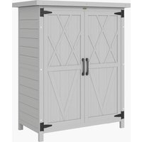 Outsunny Gartenschrank für Werkzeuge 75L x 40l x 90H cm 3 Regale 2 Türen wasserdichtes Asphalt-Dach graues Tannenholz Aosom – Ansicht 1