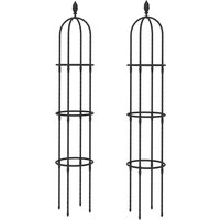 Outsunny Garten Rankhilfe 2er Set 174 cm Obelisk Rankhilfe aus Stahl Abnehmbar Pflanzenstütze Obelisk Rankgitter Höhe Rankgitter Käfige für Kletterpflanzen Rose – Ansicht 1