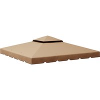 Outsunny Ersatzdach für Pavillon 3x3 m, 2-lagig, Garten, Pavillon-Plane 3x3 wasserabweisendes Polyester 170 g/m² mit 8 Ablauflöchern, Nur Abdeckung, Kaki Aosom – Ansicht 1