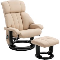 HOMCOM Relaxliege Massagesessel mit Liegefunktion, Fernsehsessel, Ergonomischer Stuhl mit Hocker, für Wohnzimmer, Beige 76x80x102 cm Aosom – Ansicht 1