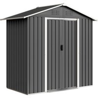 Outsunny Metall-Gartenhaus 1,8 m², Geräteschuppen aus Metall, 194 x 107 x 191 cm, großer Stauraum im Freien mit Schiebetüren und 4 Lüftungsöffnungen, dunkelgrau – Ansicht 1