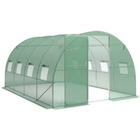 Outsunny Gewächshaus ca. 4 x 3 x 2 m Foliengewächshaus mit Abschließbar Anschlag-Tür 8 Rollbar Netzfenster Stützstangen Verlängerte Kanten, UV-beständig Folient – Ansicht 1