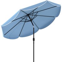 Outsunny Sonnenschirm Ø265 cm, rund Balkonschirm Strandschirm mit 3-facher Neigung Kurbel Marktschirm mit 8 Streben Kurbelschirm Sonnenschutz für Strand Balkon  – Ansicht 1