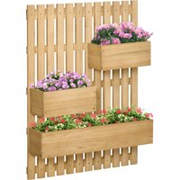 Outsunny Hochbeet Massivholz, Pflanzbeet Frühbeet Gartenbeet mit verstellbarem Blumenkasten, Wand, Pflanzkasten Pflanzkübel 60x16x80cm für Terrasse, Balkon, Gar – Ansicht 1