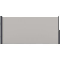 Outsunny Ausziehbare Seitenmarkise 300 x 140cm Gartenmarkise Sichtschutzwand mit UV-Schutz Windschutz Metall Polyester Hellgrau Aosom.de – Ansicht 1