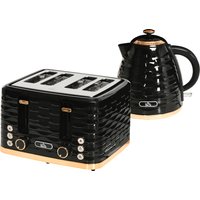 HOMCOM Wasserkocher Toaster Set Frühstück-Set mit 1,7L Wasserkocher, 4 Scheiben Toaster, 2200 W, 7 Bräunungsstufen, Auftauen, Aufwärmen und Krümelfach, Otter Th
