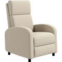 HOMCOM Relaxsessel Fernsehsessel mit Liegefunktion gepolstert TV-Sessel Liegesessel mit Leinenoptik, Fußstütze, bis 120 kg Belastbar, für Wohnzimmer, Cremeweiß  – Ansicht 1