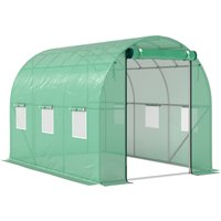 Outsunny Gewächshaus ca. 3 x 2 x 2 m Foliengewächshaus mit 6 Fenster, Rolltür, Aufrollbar Seitenwänden, UV-beständiger Folientunnel, Winterfest Tomatenhaus mit  – Ansicht 1