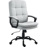 HOMCOM Bürostuhl Ergonomischer Schreibtischstuhl mit Armlehne, Höhenverstellbarer Drehstuhl mit Wippfunktion, Leinenoptik, Gepolstert Computerstuhl, Grau Aosom – Ansicht 1