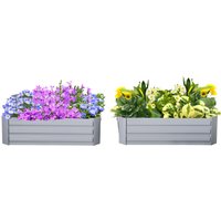 HOMCOM Gartenbeet Pflanzkasten 100x100x30cm aus verzinktem Stahl in Grau, robust & wetterfest für Garten & Balkon Aosom.de – Ansicht 1