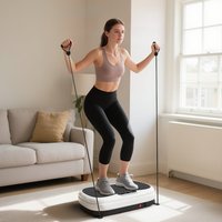 SPORTNOW Vibrationsplattform, 50 Geschwindigkeitsstufen, 3 Programme, Vibrationsplatte mit LED-Display, Fernbedienung, Widerstandsbänder, Ganzkörpertraining, He