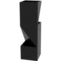 Outsunny Blumentopf, Pflanzkübel für den Innen- und Außenbereich mit 3 Pflanzbereichen, mit Entwässerungslöchern, aus Metall, 30 x 30 x 100 cm, schwarz Aosom – Ansicht 1