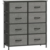 HOMCOM Kommode 8 Stoff-Schubladen, Aufbewahrungsmöbel mit 4 Taschen, 2 Haken, Stahlgestell, Schubladenschrank für Wohnzimmer, Schlafzimmer, Flur, grau Aosom – Ansicht 1